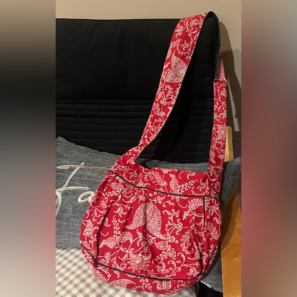 3 Cords Handmade from Haiti Vintage Hobo White Floral print Crossbody Bag